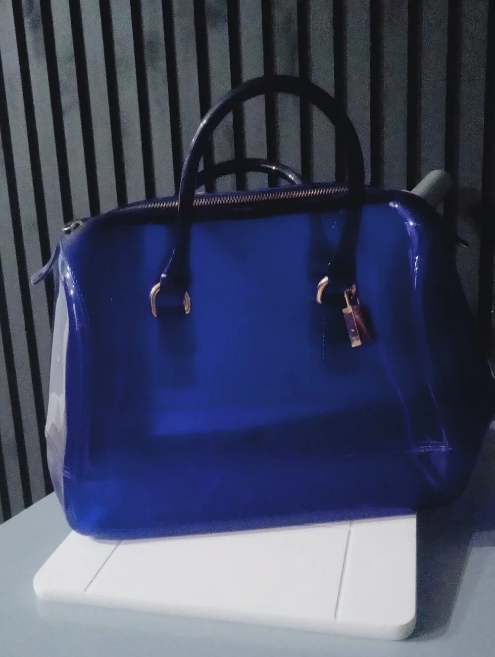 Blue Transparent Dome Satchel Handbag Make Furla